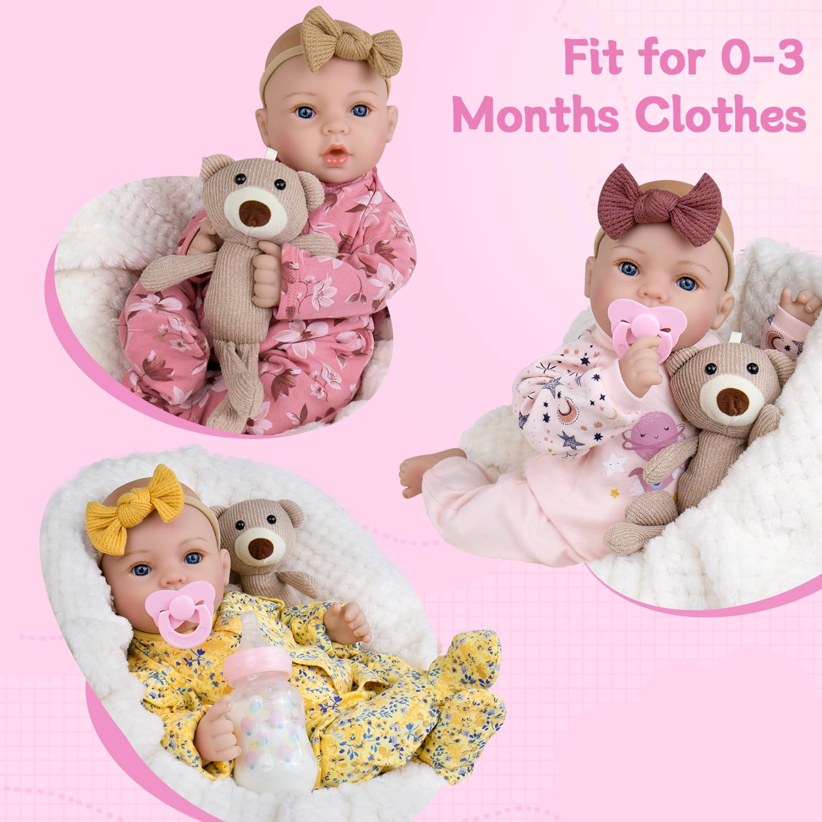 Reborn Baby Doll - 18 inch Newborn Girl Pink Outfit Ages 3+