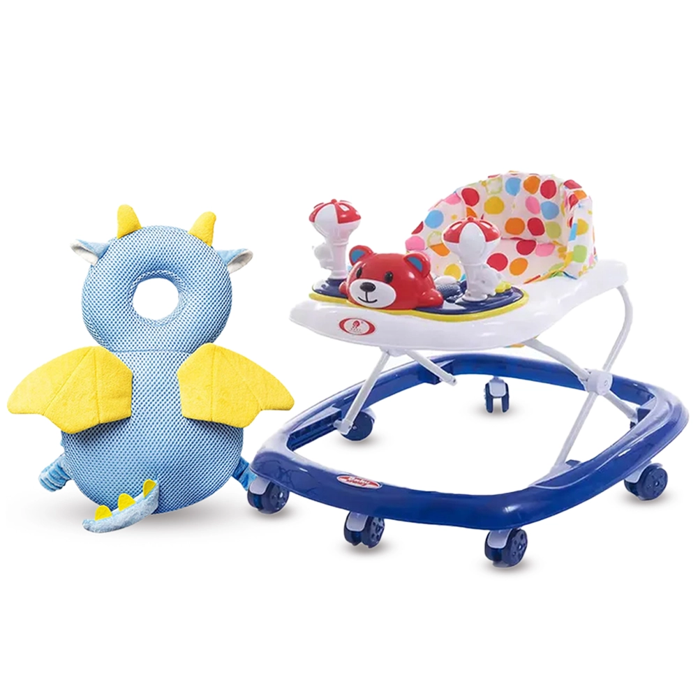 Baby Walker - Coffee + Head Protection Pillow - Blue