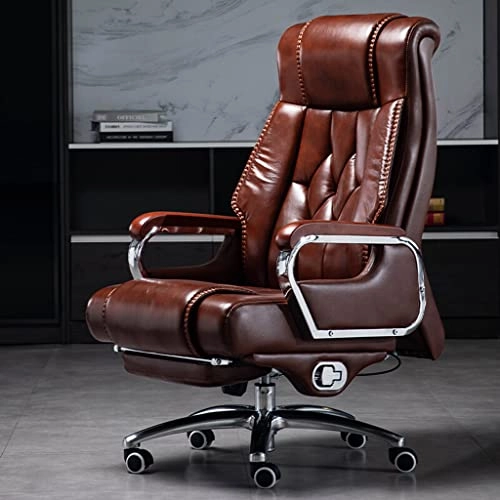Desk Chair - PU Leather Brown High Back