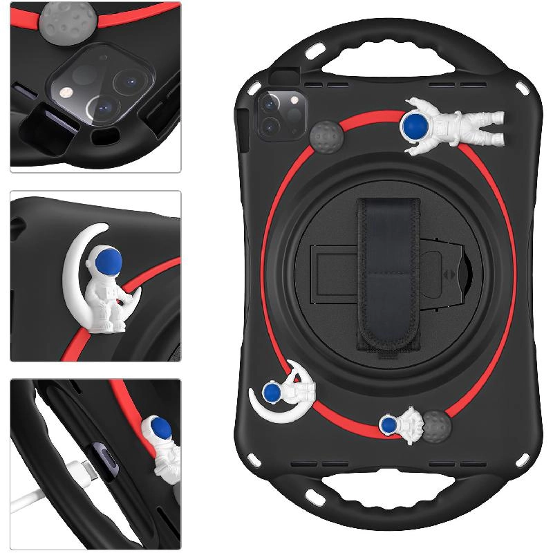 360 Rotation Strap Case with Kickstand and Stylus Pocket for iPad Pro 11-inch (2022, 2021) and iPad Air 10.9-inch (5th Gen)