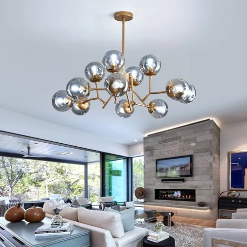 12-Light Glass Globe Sputnik Chandelier