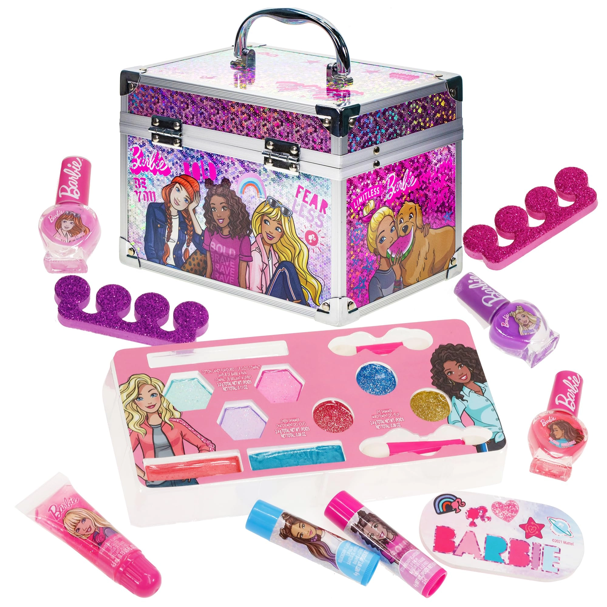Townley Girl Barbie Movie Kids Makeup Kit - Real Washable Pretend Play