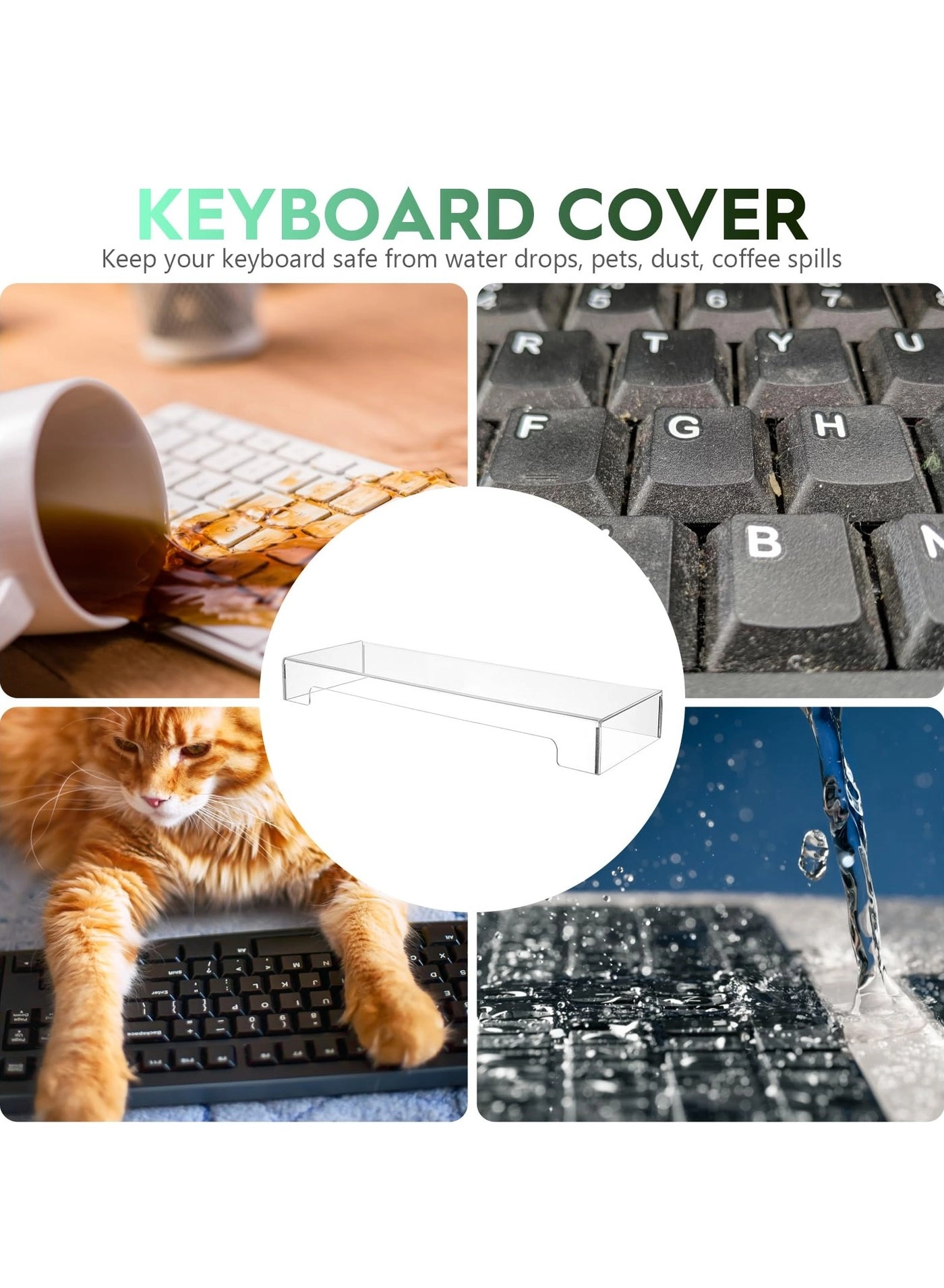 Keyboard Cover - Acrylic Transparent 18.5x5.9x1.8 Inch