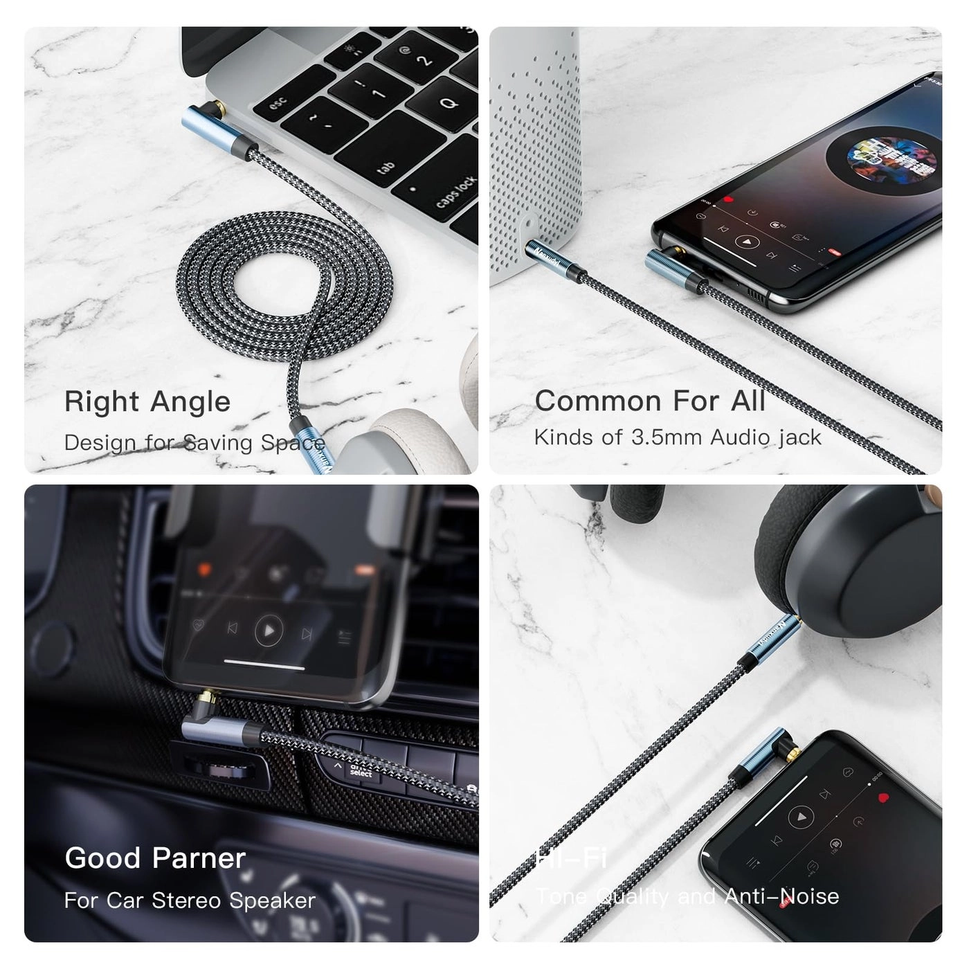 3.5mm Audio Cable - 40ft/12M Stereo Right Angle TRS