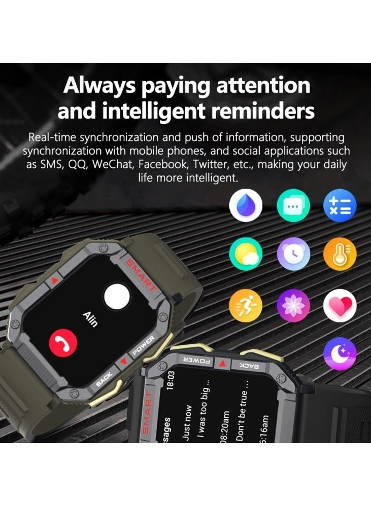 YK01 - 1.83 inch Smart Sports Call Watch Heart Rate Blood Pressure