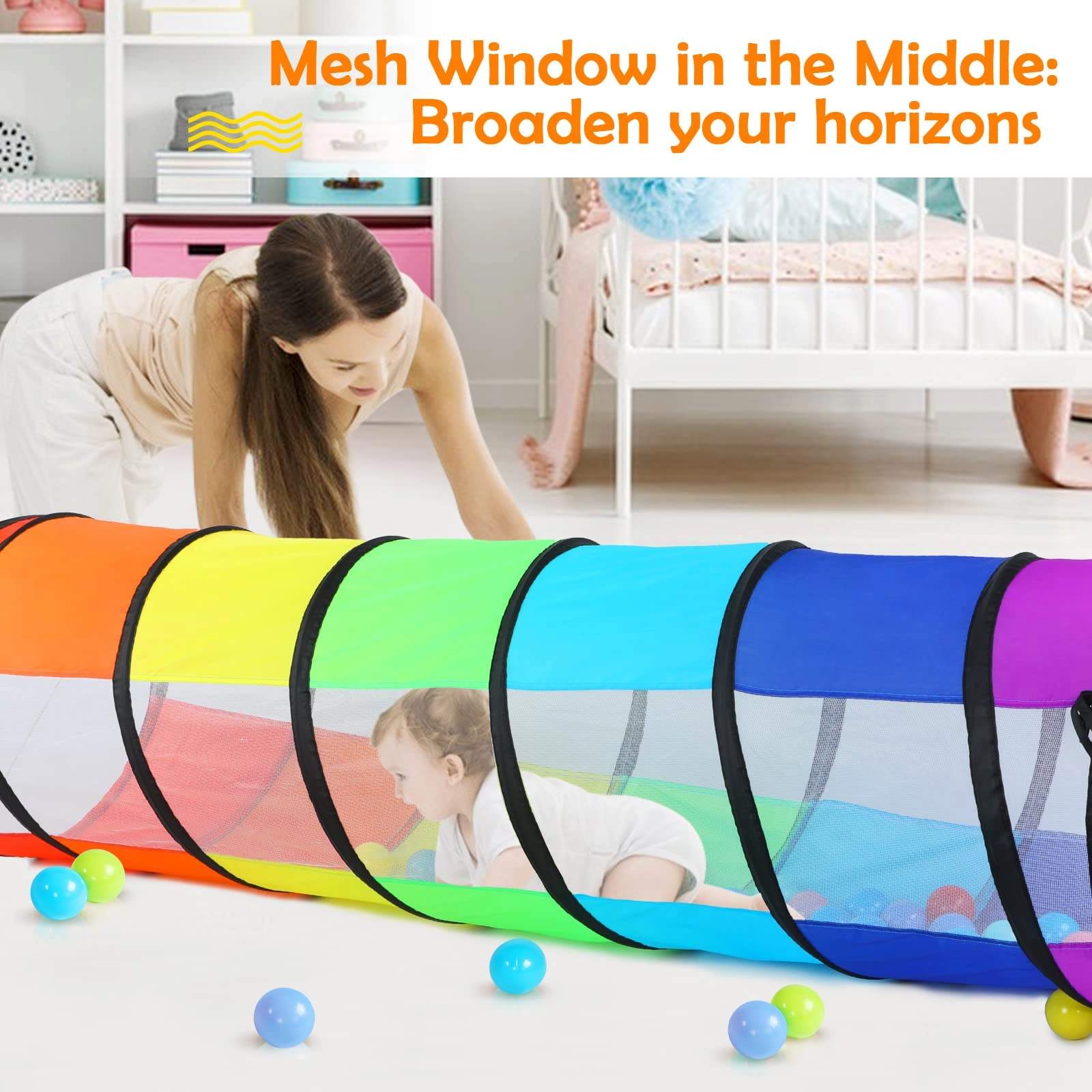 Kids Play Tunnel - Colorful Pop Up Rainbow