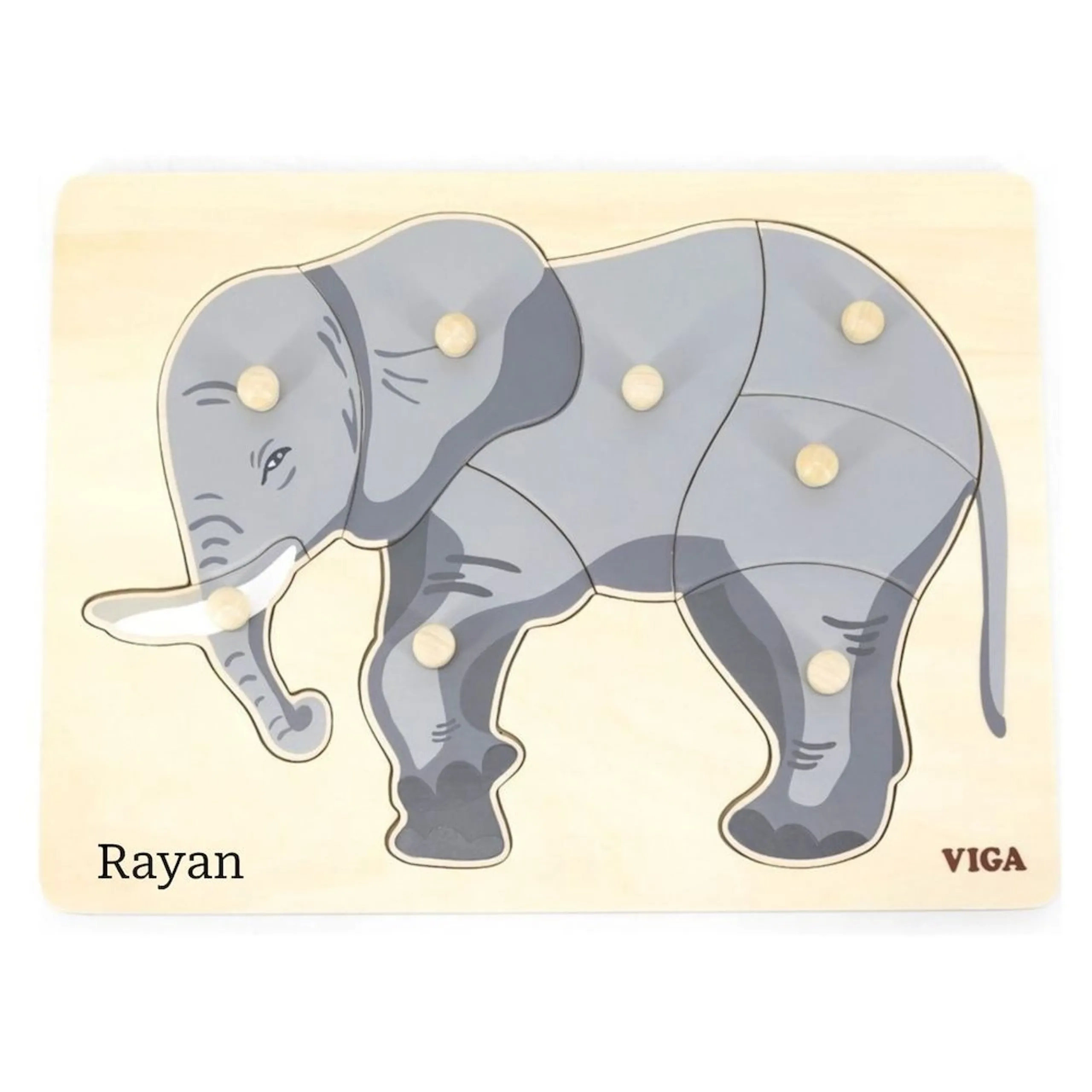 VIGA Wooden Puzzle Elephant - 3+ 9 pieces