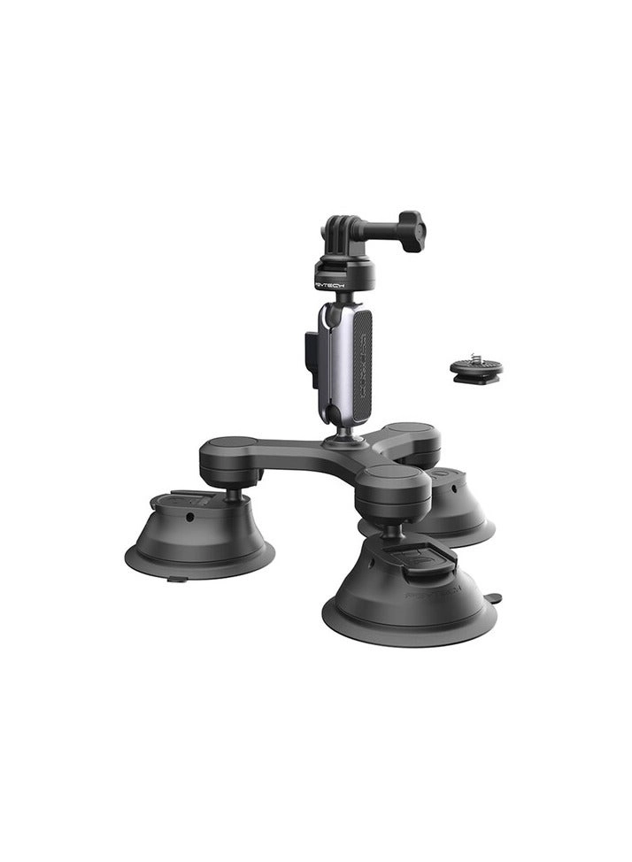 PGYTECH 3 Arm Suction Mount - CapLock Ball Head 3-Prong & 1/4"-20 Adapters