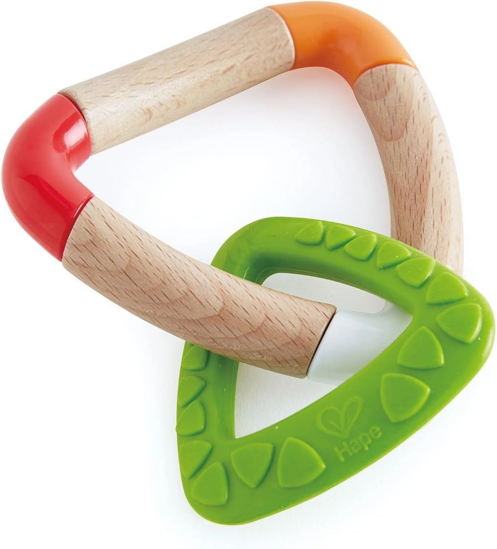 Double Triangle Teether - BPA-free silicone Wooden handle