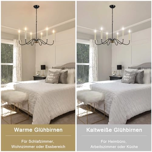 Industrial Salon Chandelier - 6 Lights Black Gold Modern