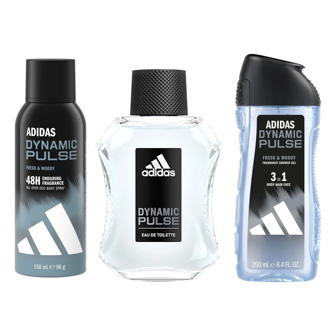 Adidas Dynamic Pulse Eau De Toilette - 100ml + Dynamic Pulse Deodorant Body Spray - 150ml + Dynamic Pulse 3-in-1 Shower Gel - 250ml