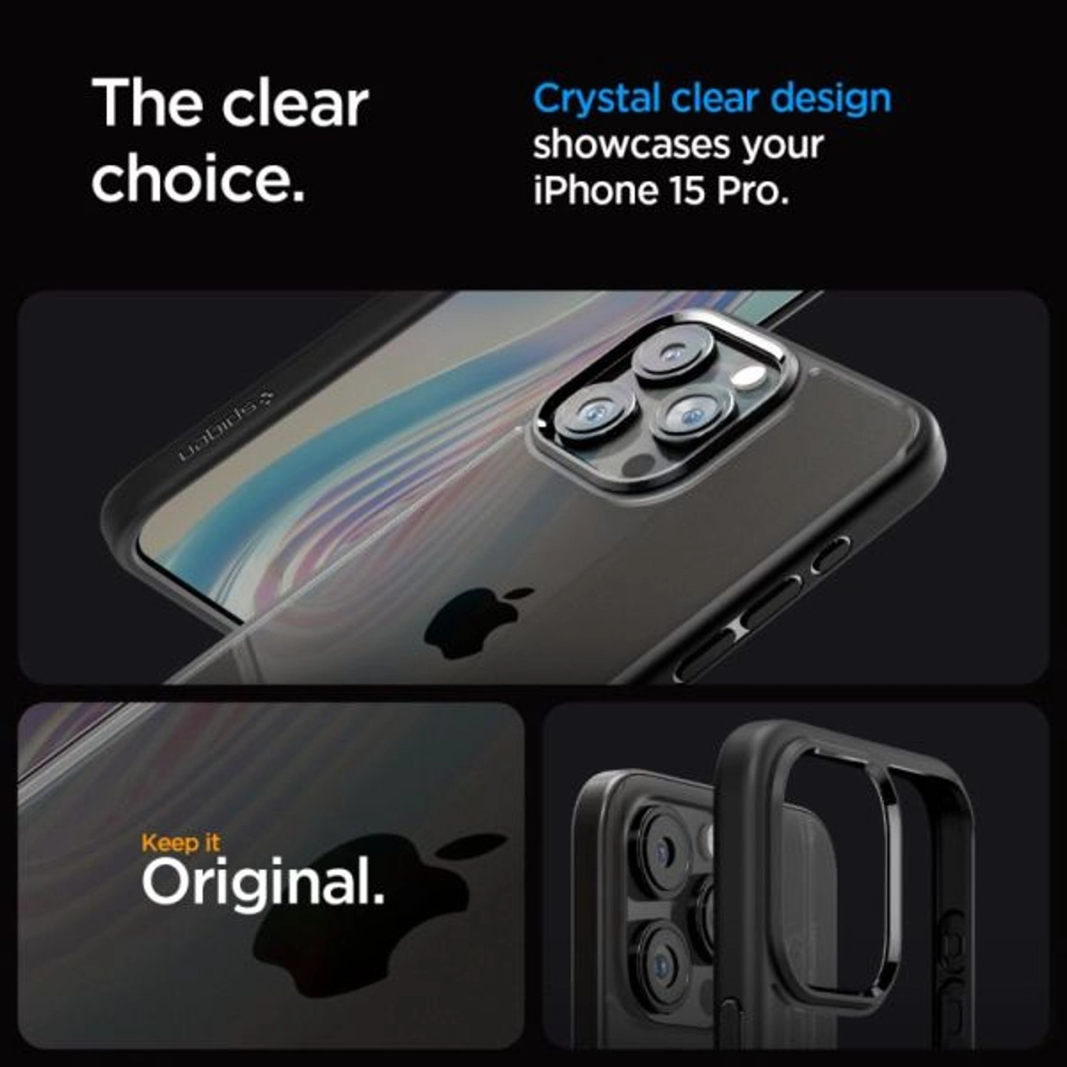 Crystal Hybrid Matte Case for Apple iPhone 15 Pro