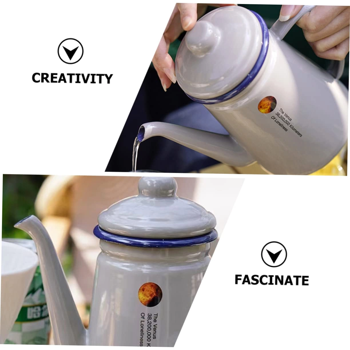 Tea Kettles - 1 x Enamel Kettle 1100ml