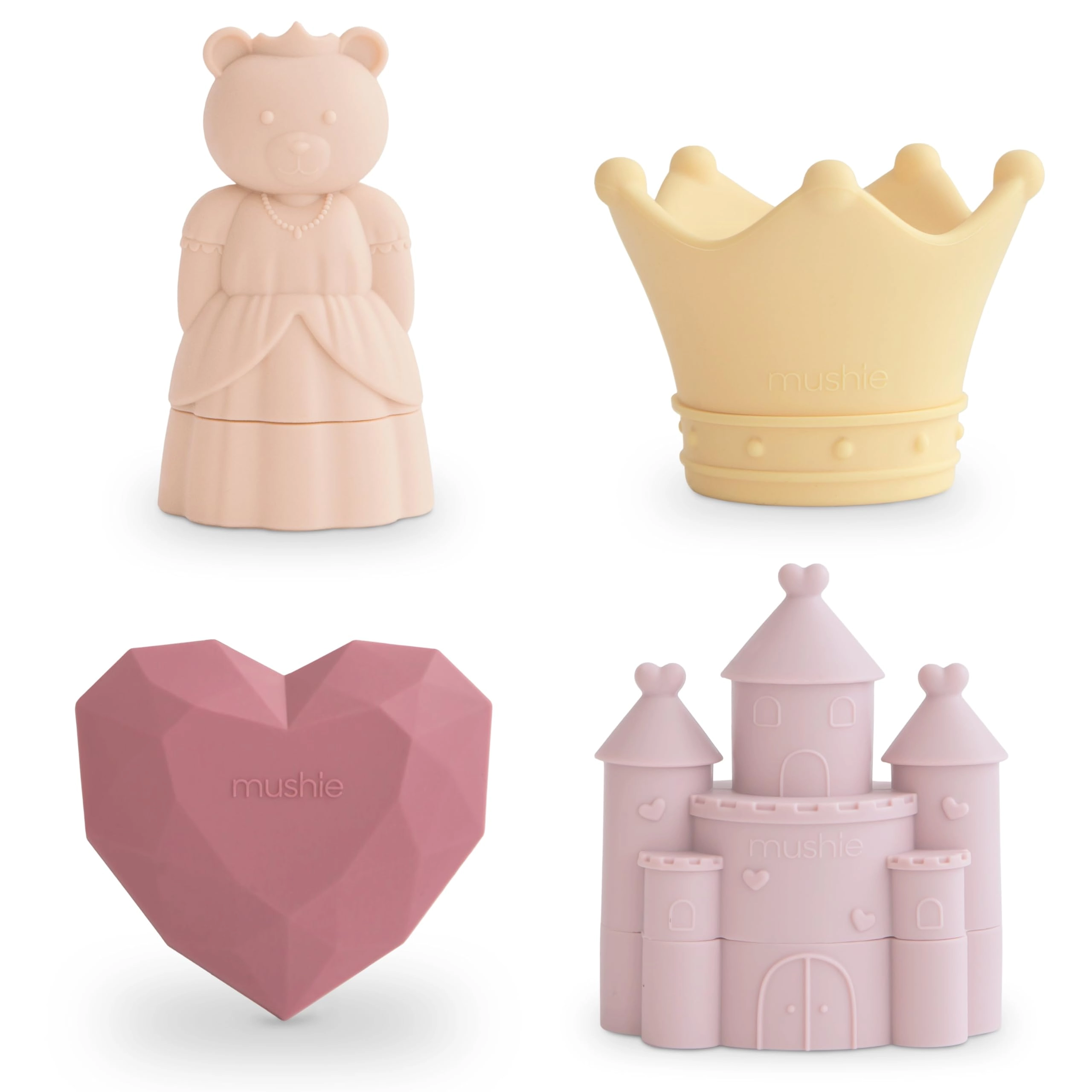 mushie Princess Bath Play Set - Pack of 4 100% Food Grade Silicone