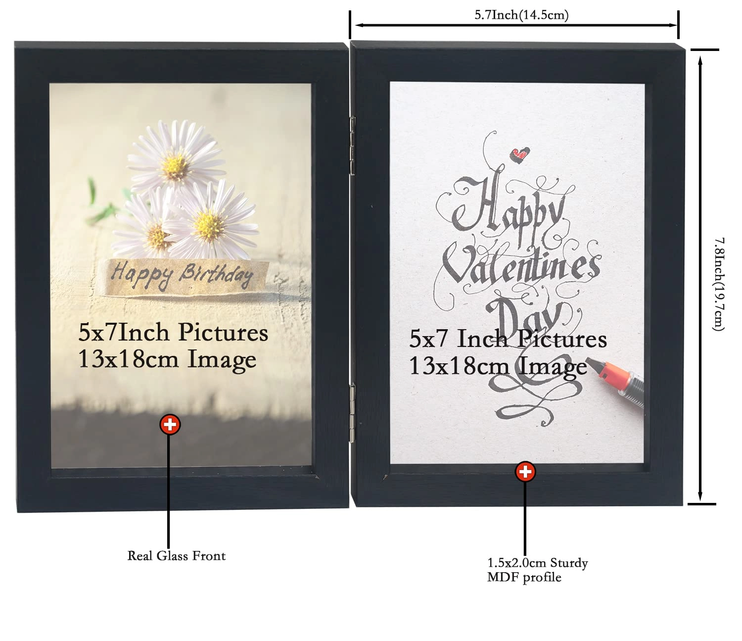 Hinged Double Photo Frame - 7x5'' 2