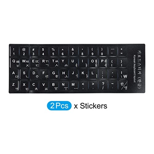 Korean Keyboard Layout Stickers - 2 Pack Universal Black
