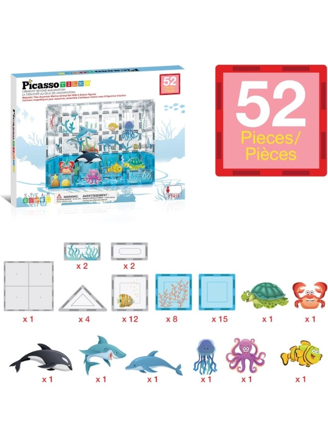 Magnetic Tiles Aquarium Marine Animal Set - Sea Creature Figures 52 pcs