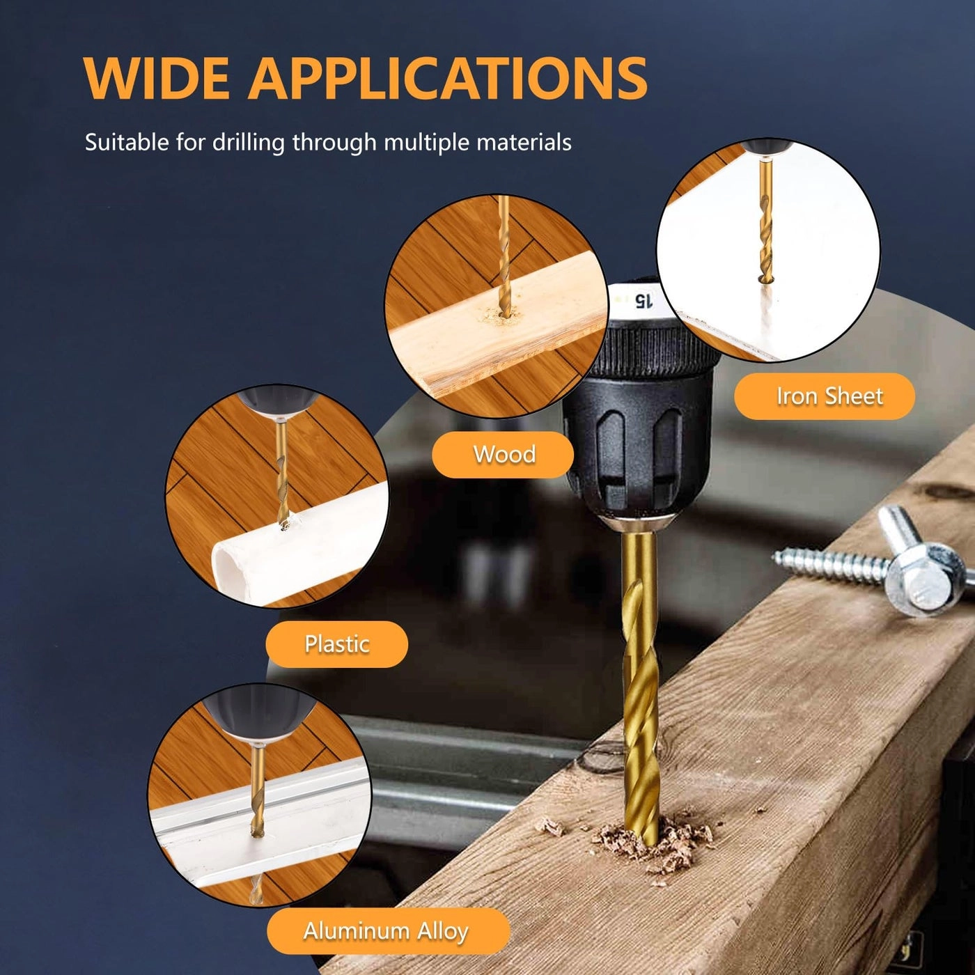 HSS Twist Drill Bit Set - 8pcs 3.0mm, 4.0mm, 5.0mm, 6.0mm, 7.0mm, 8.0mm, 9.0mm, 10.0mm