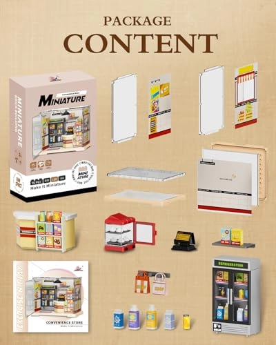 Miniature Convenience Store Kit - Plastic Cream-colored