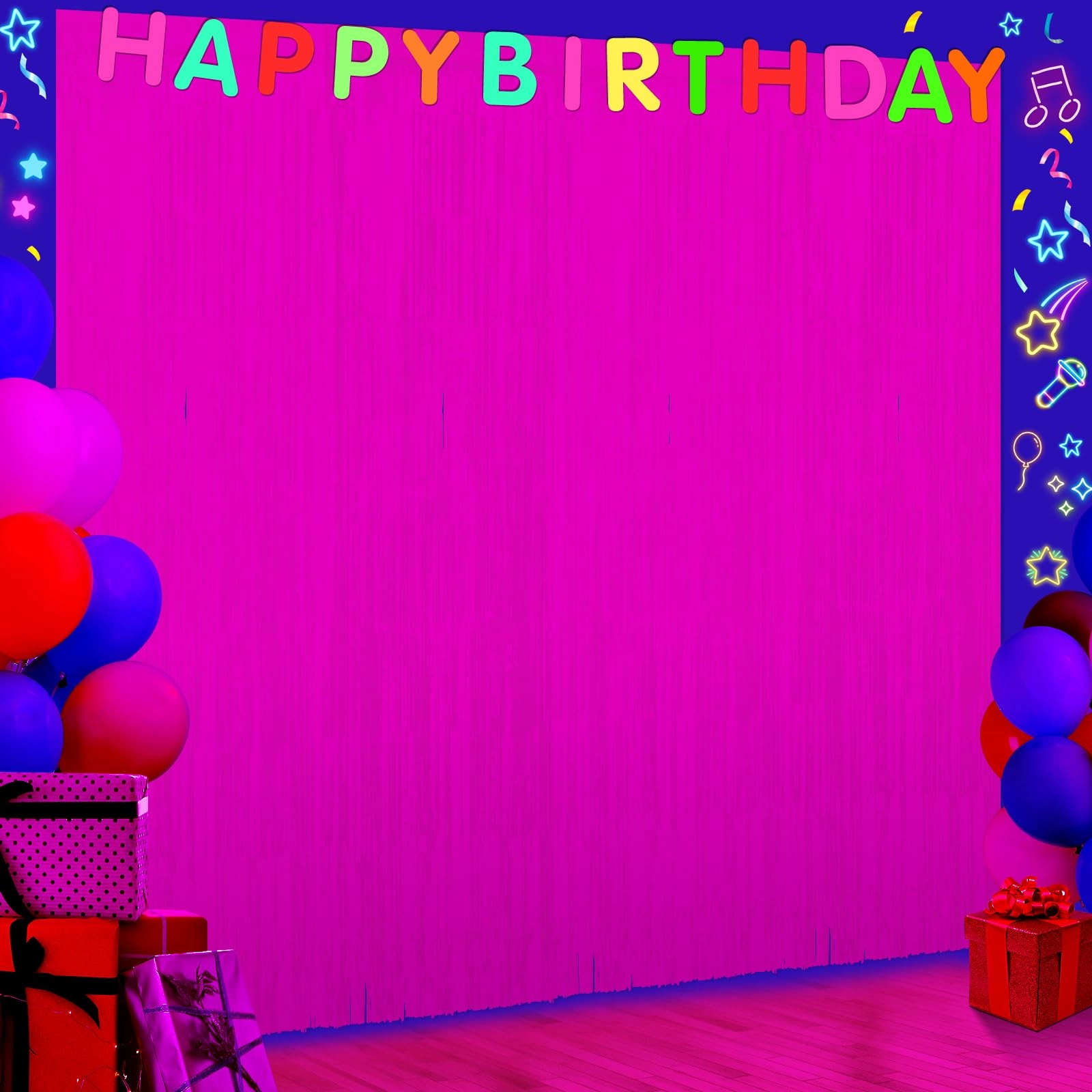 zachely Foil Fringe Curtain Backdrop - 3 Pack Birthday