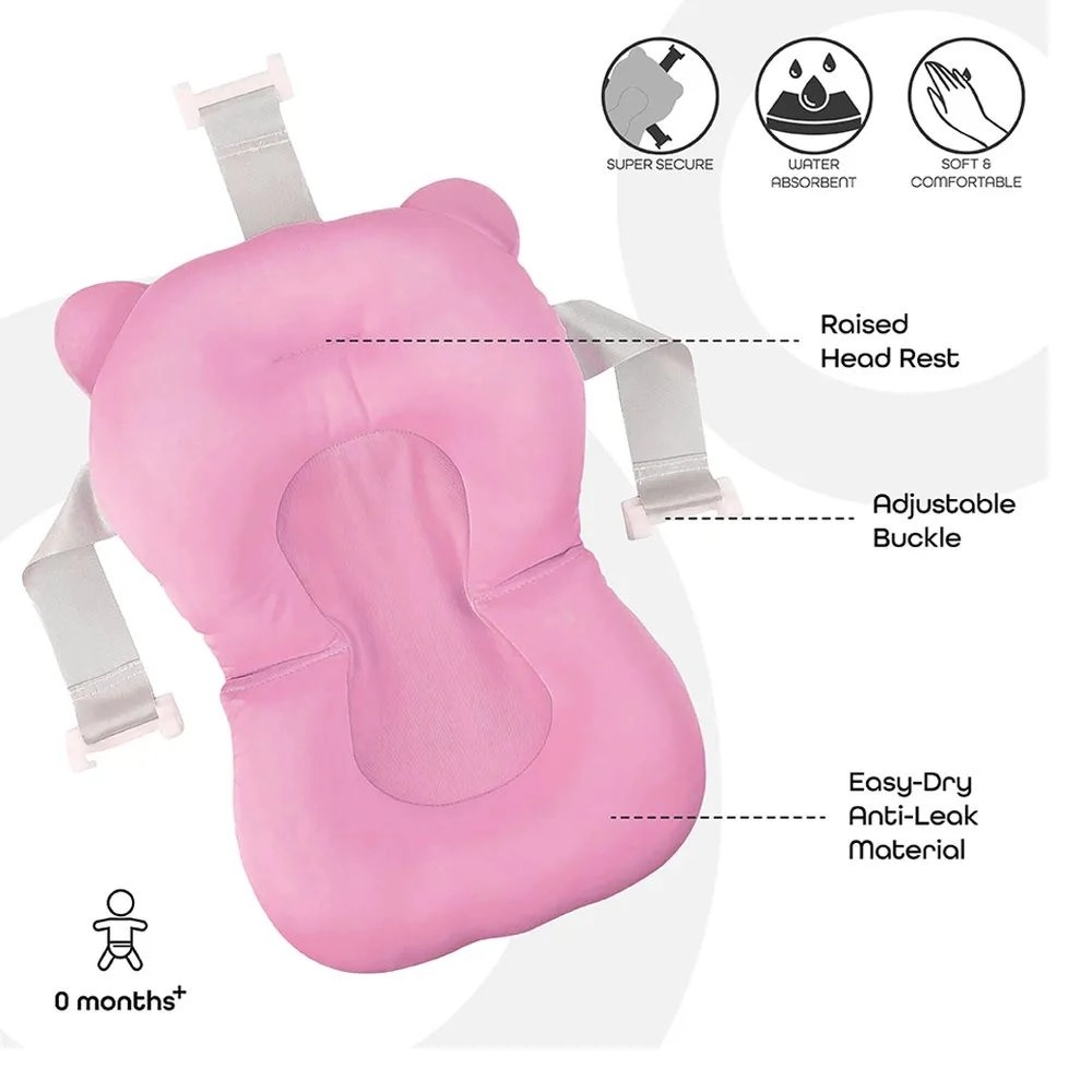 Baby Bath Pad - Pink + Floating Duck Bath Toys - 4 x