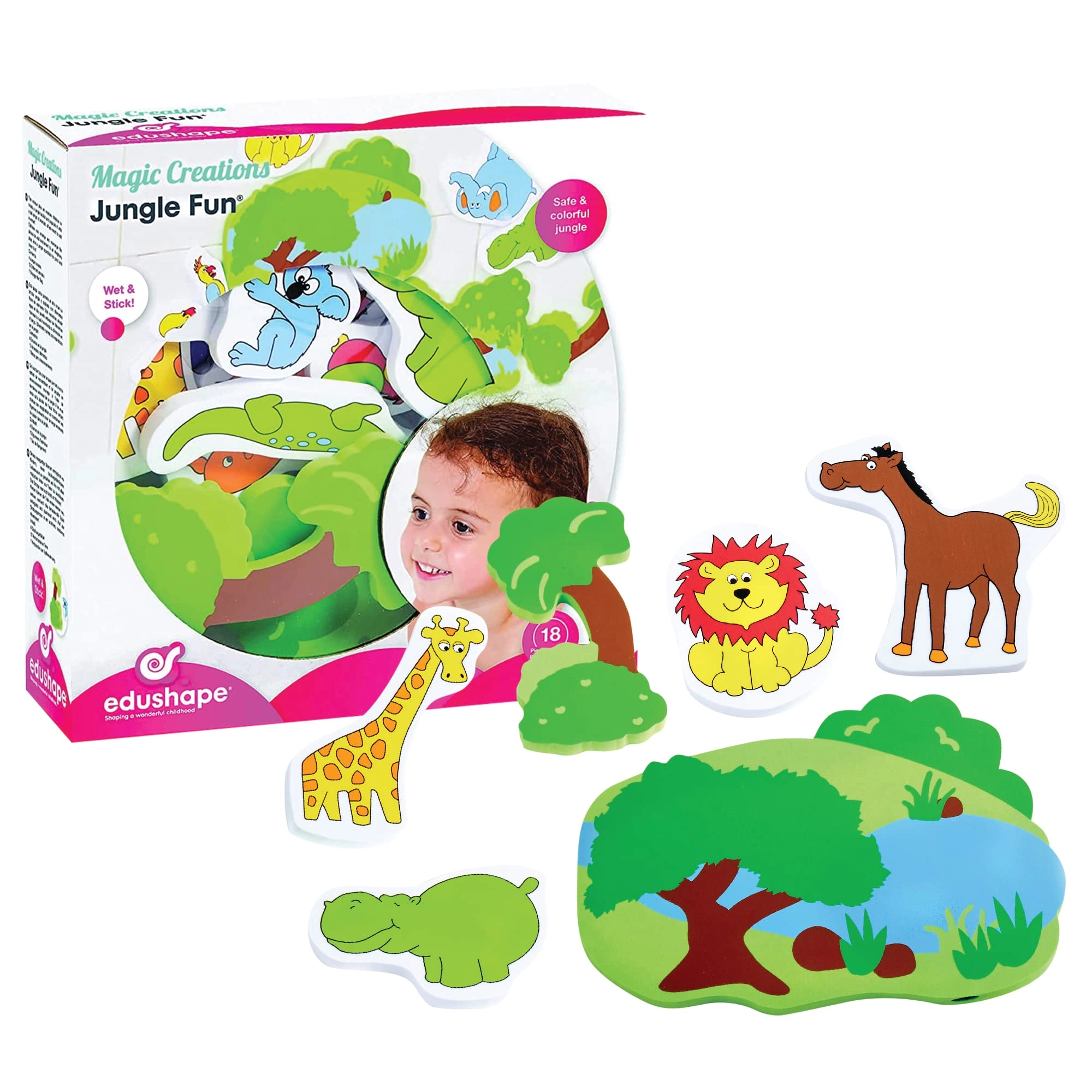 Edushape Magic Creations Jungle Fun - Baby Bath Foam Toys Foam Stickers