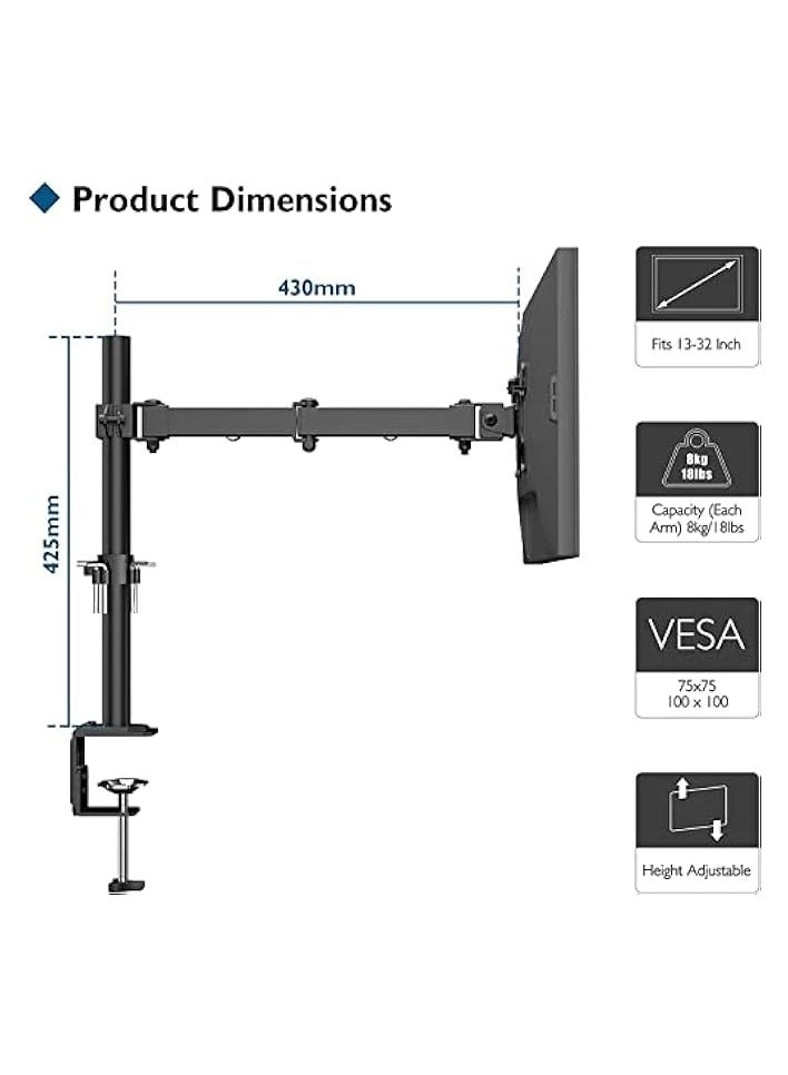 Dual Monitor Stand - 32 inch 75mm x 75mm 100mm x 100mm