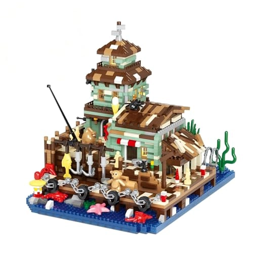 Advanced Micro Building Blocks Set (SG6211) - Coastal Fishing Lighthouse Wood-Look