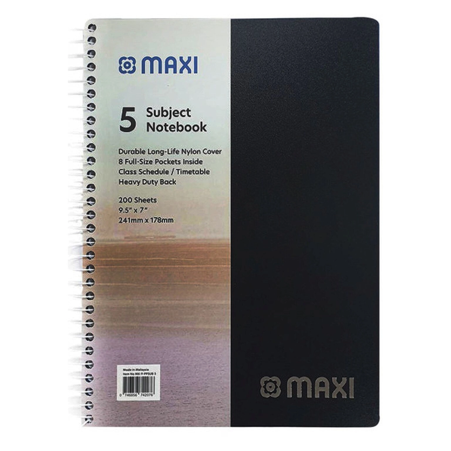 Spiral 5 Subject 9.5x7inch Hardcover - Lined 200 Sheets