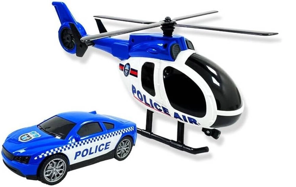 D-Power Helicopter & Sports Car Firemen Playset - 1:14