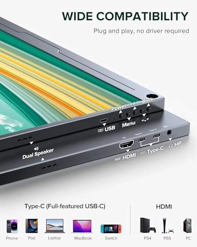 2.5K QLED Portable Monitor - 2560x1600 16"