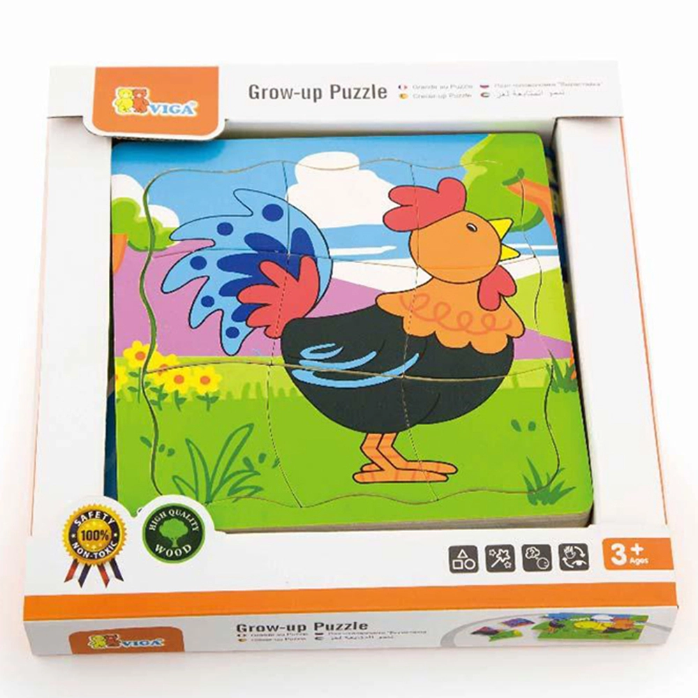 VIGA Grow Up Rooster Puzzle - Suitable for 3 years and above