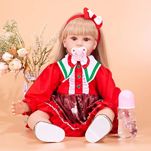 Reborn Baby Doll - 24 Inch Vinyl Cotton Body Pink Yarn Skirt Ages 3+