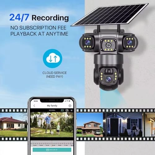 Triple Lens Solar Security Camera 1080p