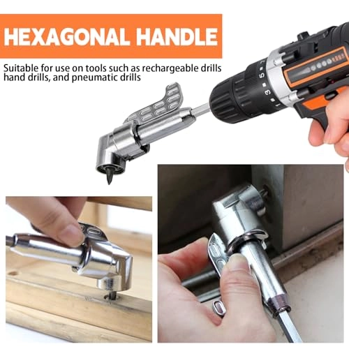 Right Angle Drill Attachment + 90 Degree Drill Adaptor + 105 Degree Right Angle Drill Bit Adapter + Drill Socket Adaptor - 1/4, 3/8, 1/2 inch