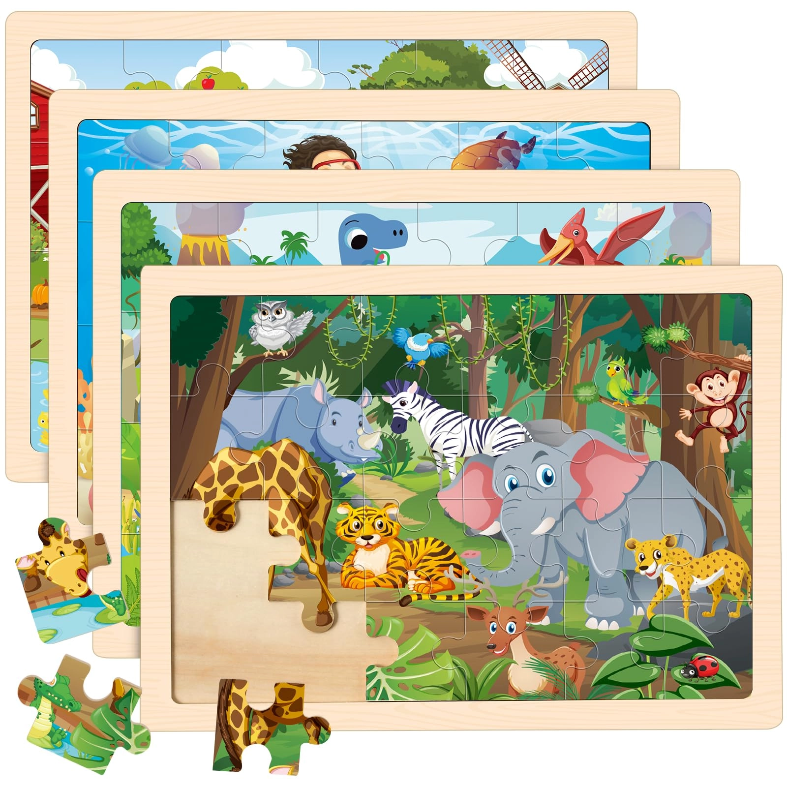 duchong Animals Wooden Puzzle (4 Animals Puzzles) - 24 pcs