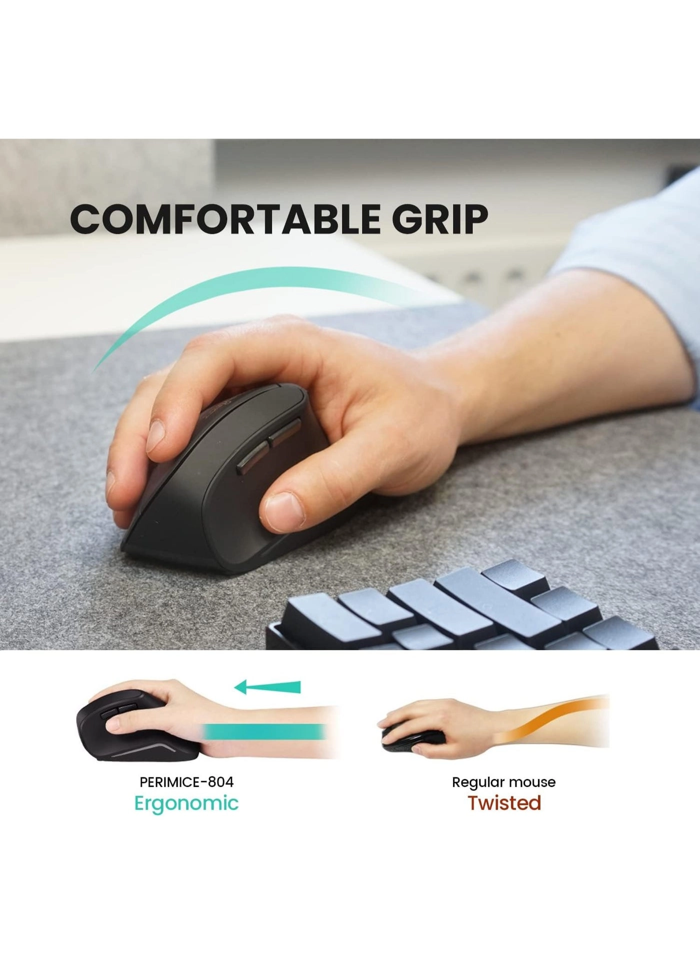 Perimice804 Vertical Mouse - Bluetooth