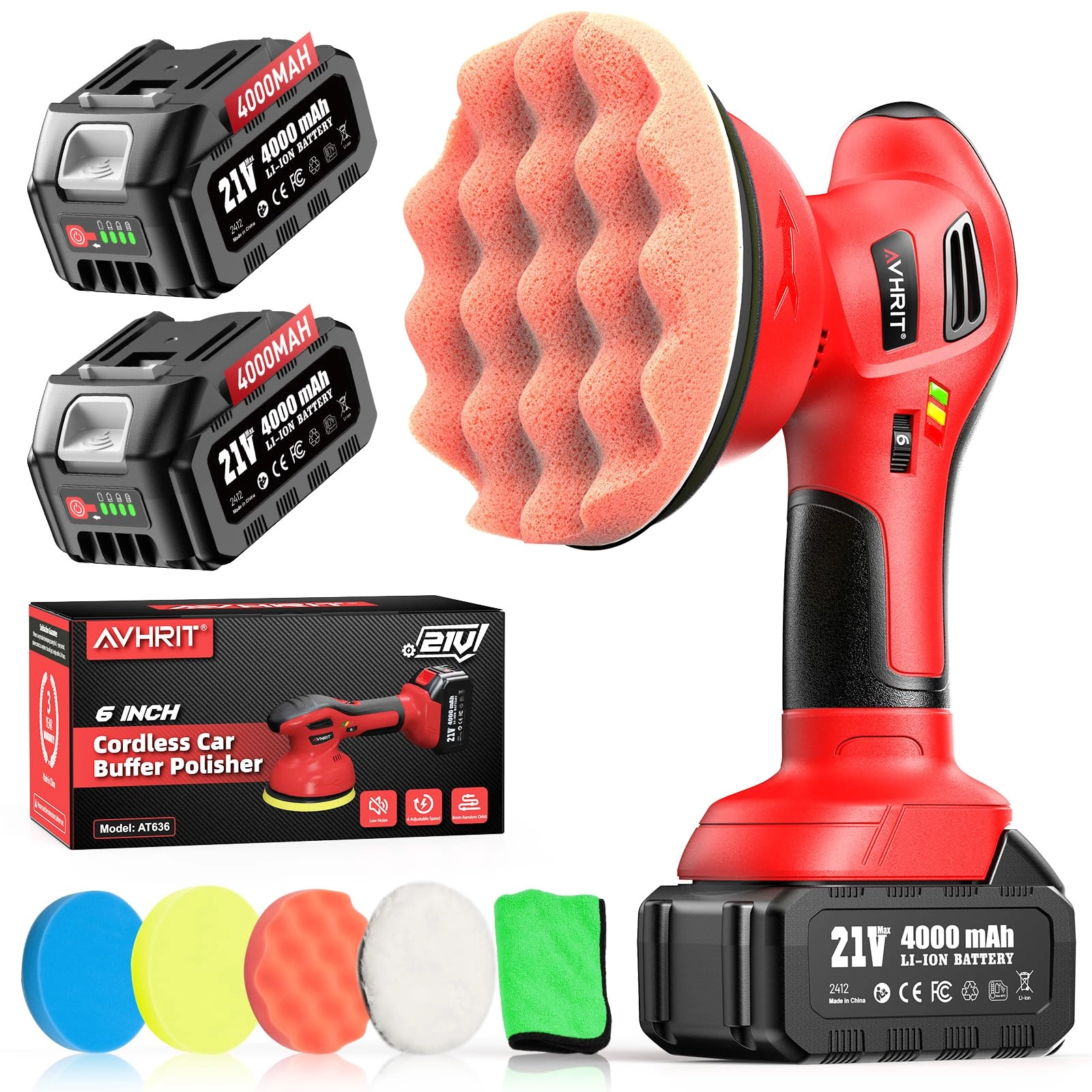 Avhrit Cordless Car Buffer Polisher - 6 Inch