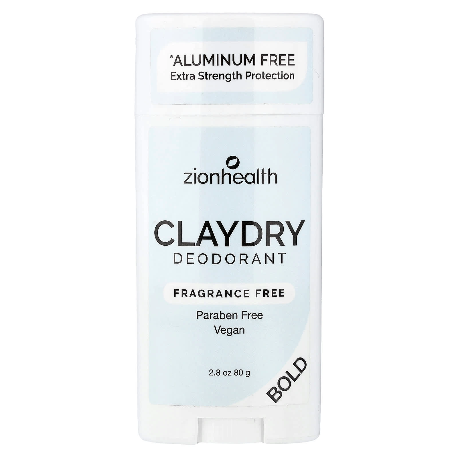 Zion Health Bold ClayDry Deodorant - Fragrance Free 80 g