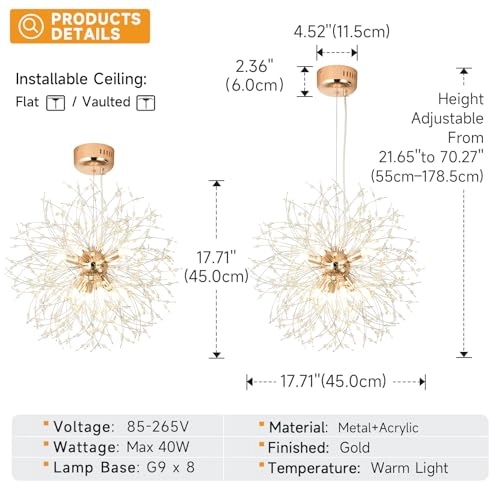 Dandelion Pendant Light - 8 x G9 45 cm