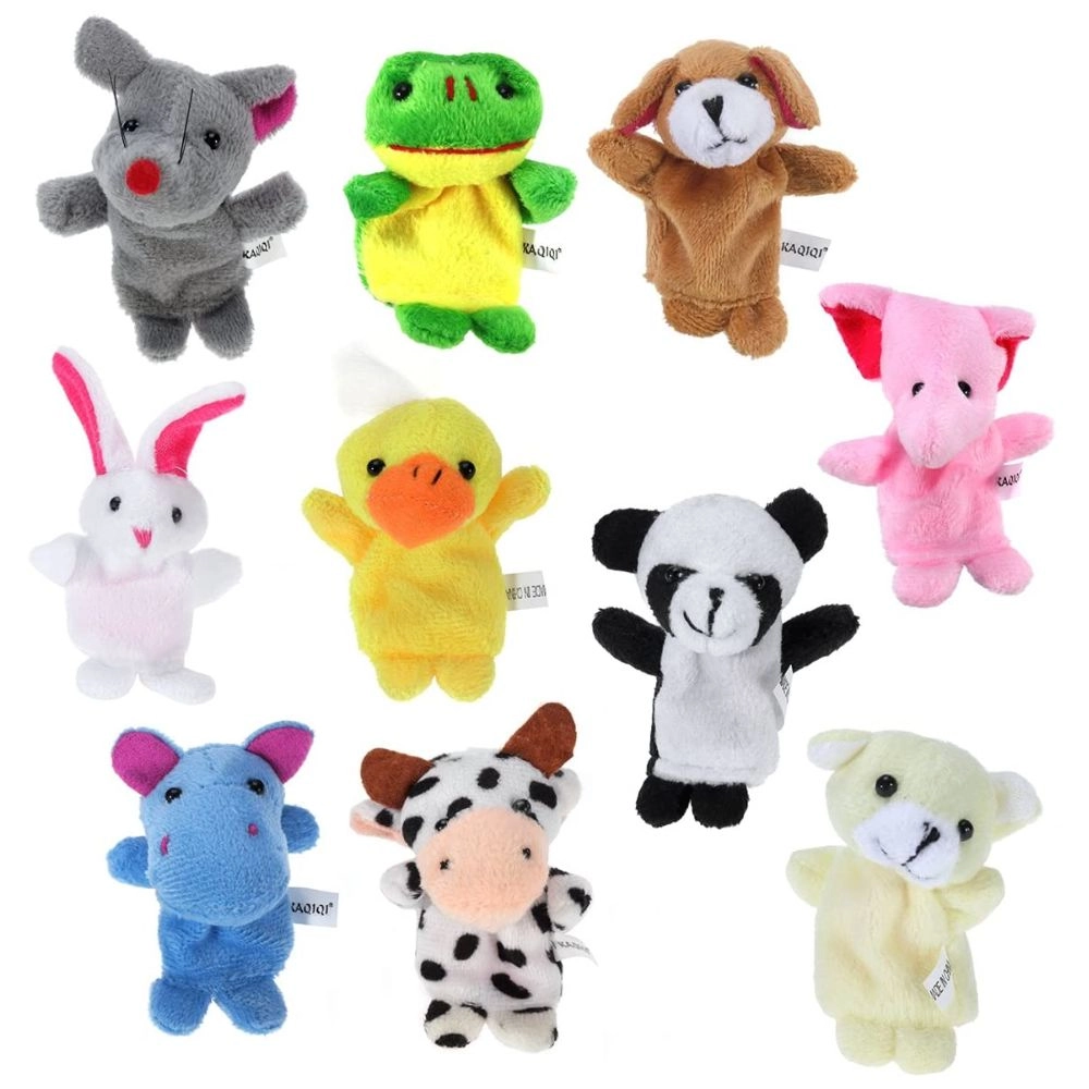 Highland Soft Plush Animal Finger Puppet Toy - 10 Pcs