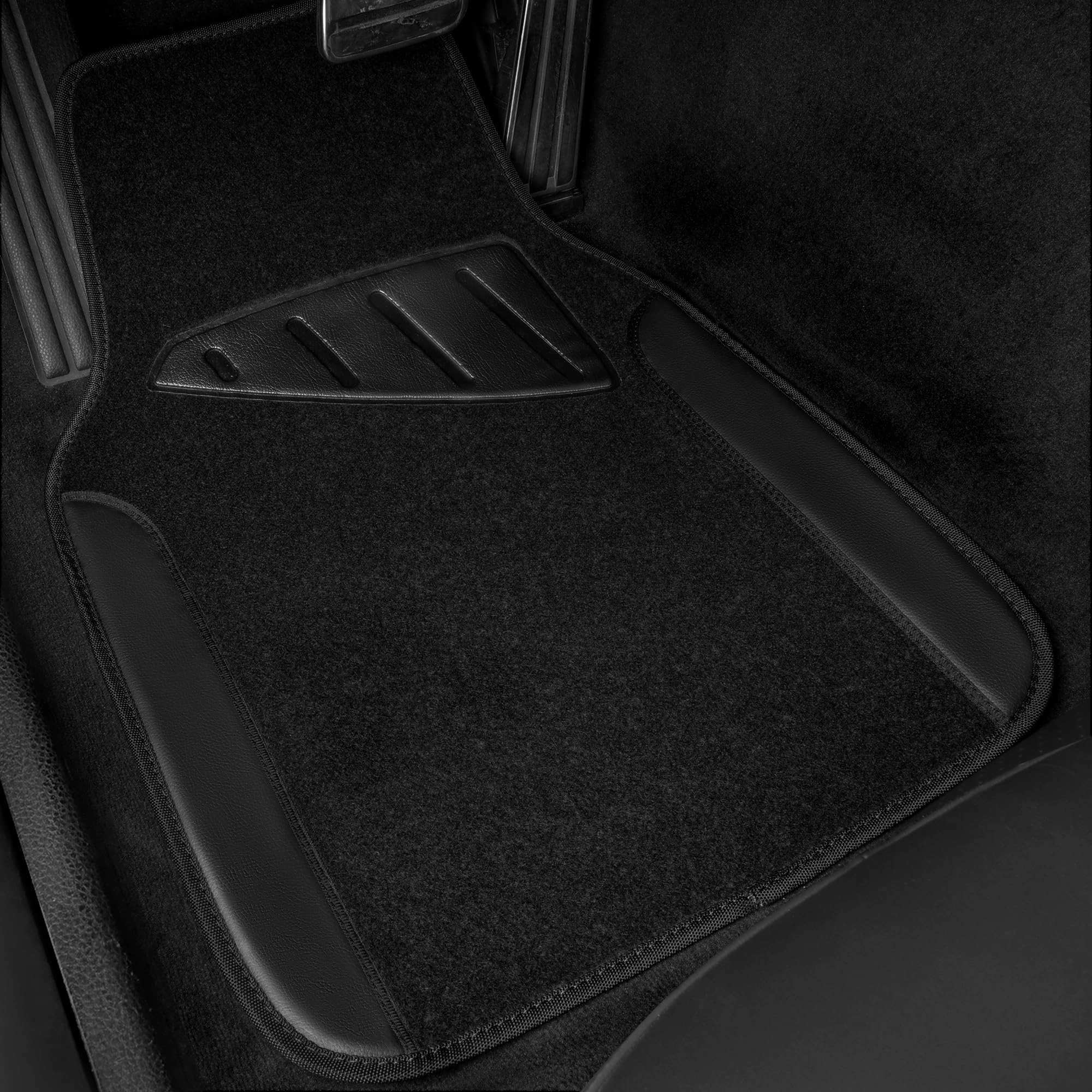 Universal Fit Car Floor Mats - Set of 4pcs Black and Burgundy