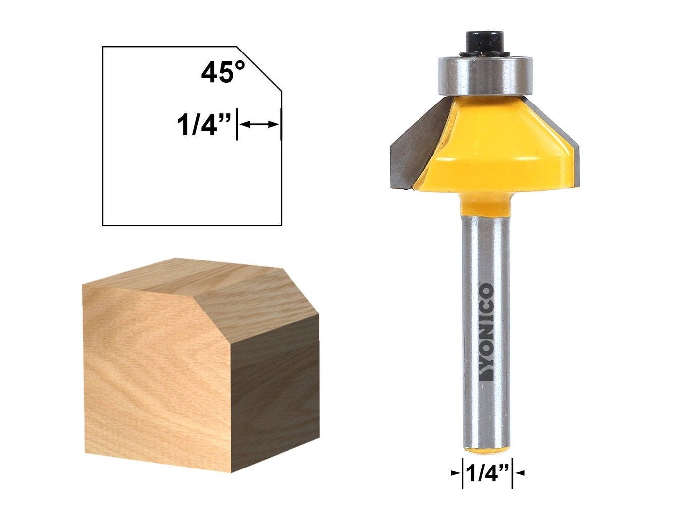 Chamfer Router Bits - Bevel Edge Forming 45 Degree 1/4-Inch Shank