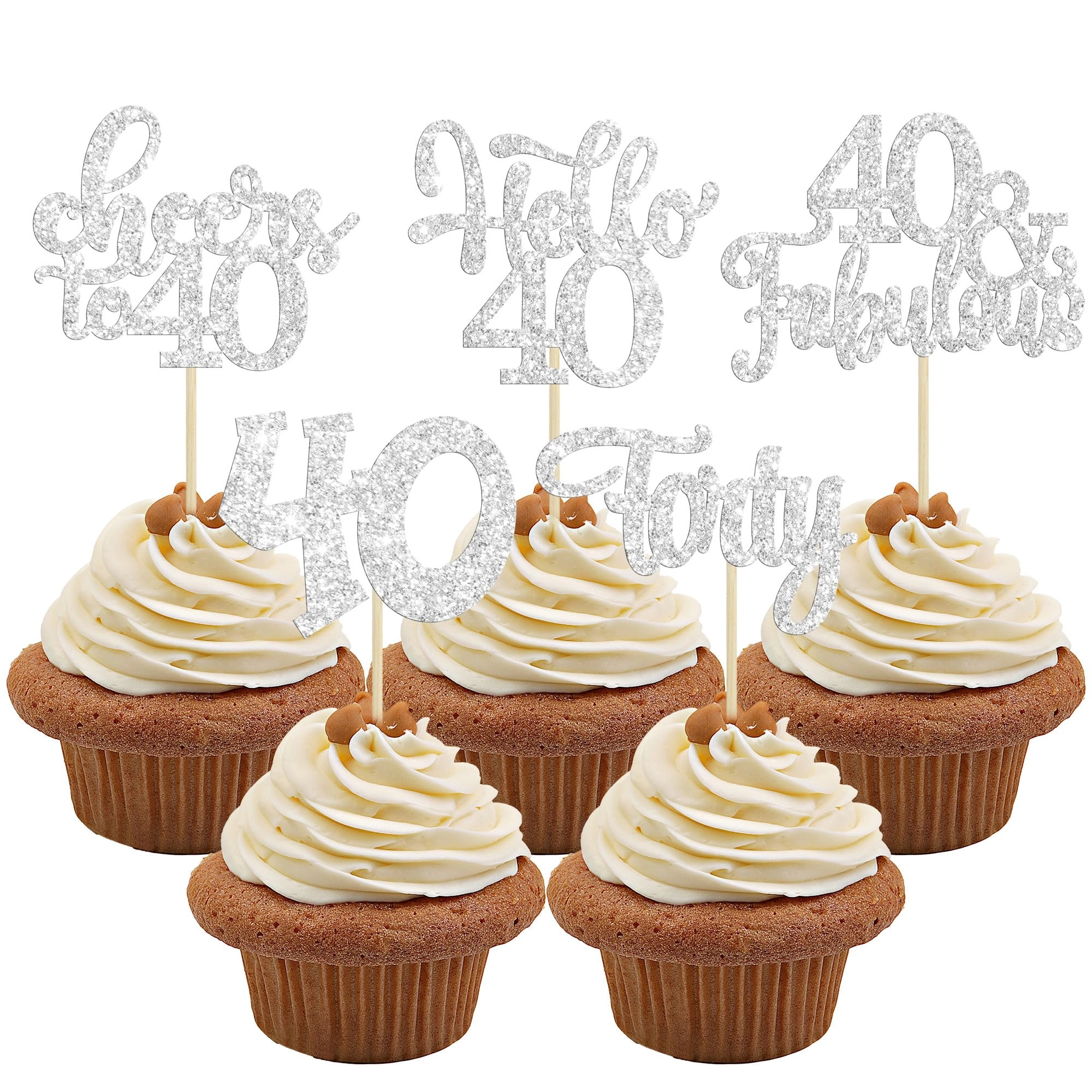 gyufise Happy 40th Birthday Cupcake Toppers - 30Pcs Birthday
