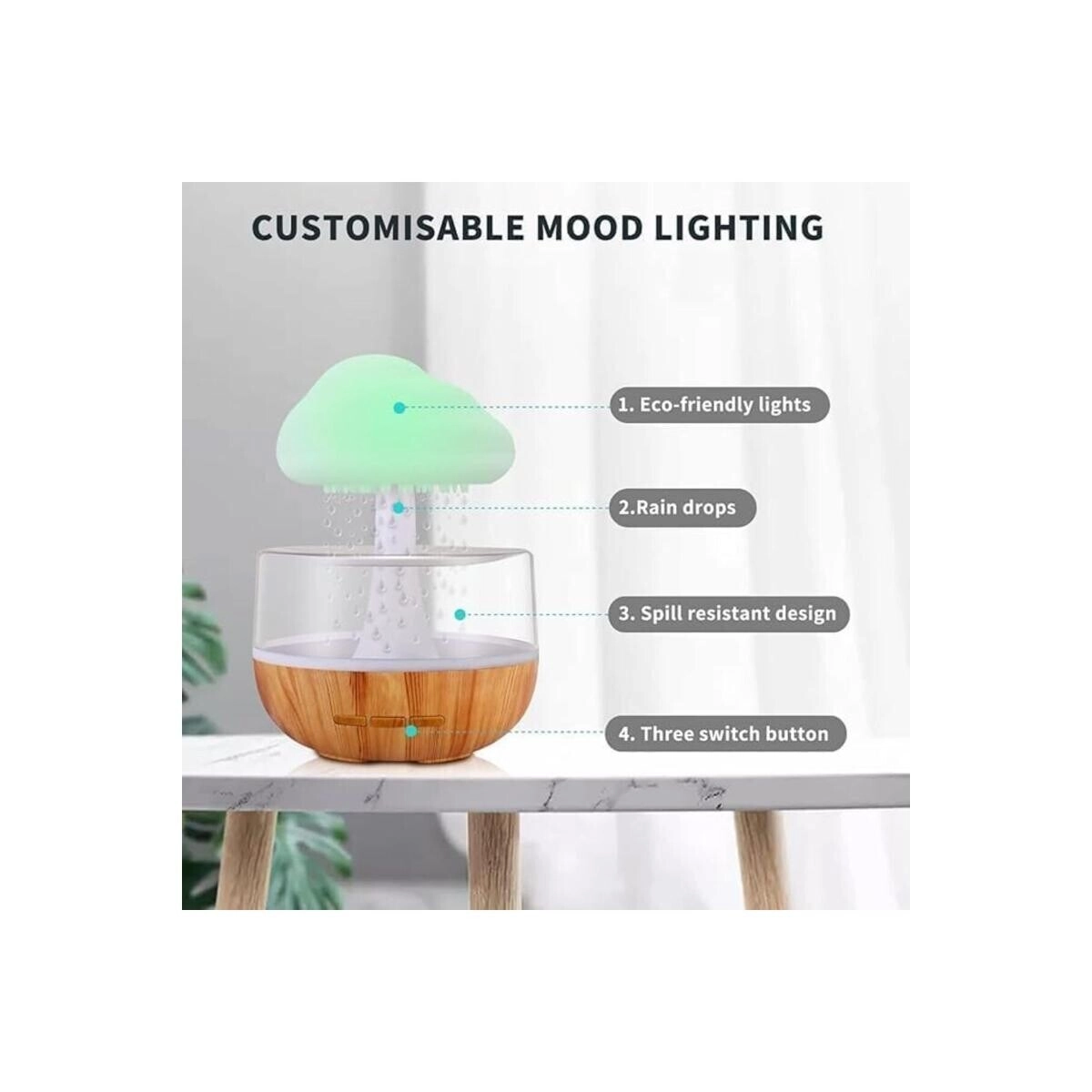 Cute cloud humidifier & diffuser - waterfall lamp mood lighting