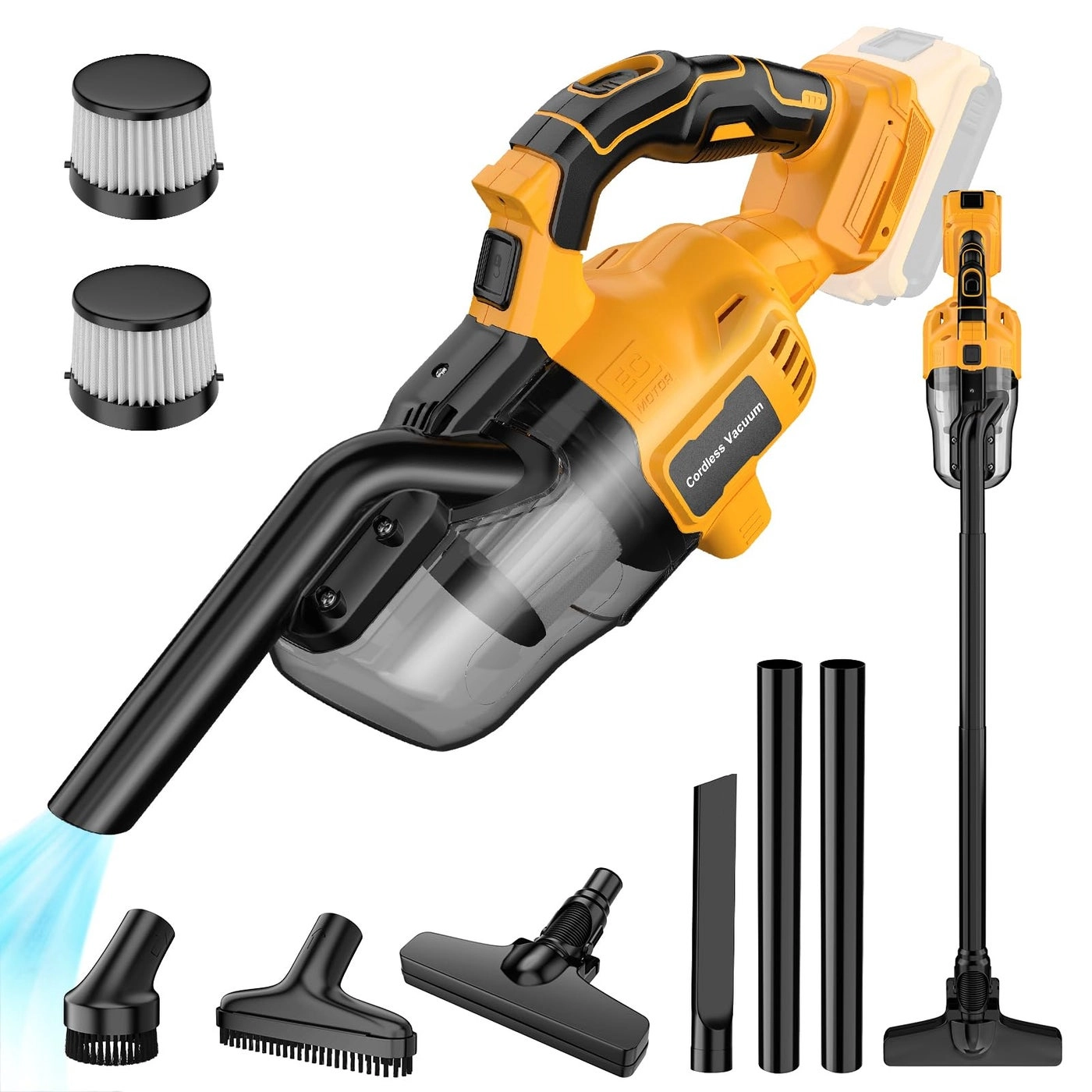 CAMXTOOL Cordless Vacuum - 20V 2 HEPA Filter 4 Multi Nozzle