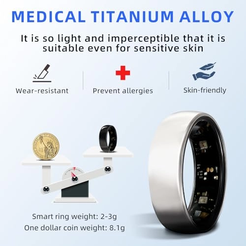 Smart Fitness Ring - Titanium 40+ Days Battery Life Rose Gold