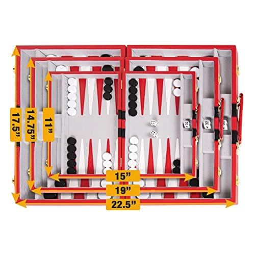Backgammon Set - Premium Leather Case Strategy & Tip Guide