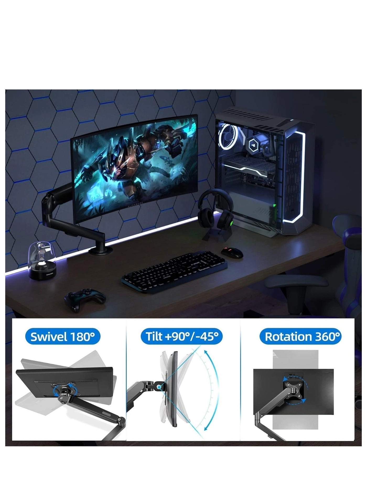 Single Arm Stand - 17 to 30 Inch VESA 75x75mm 100x100mm