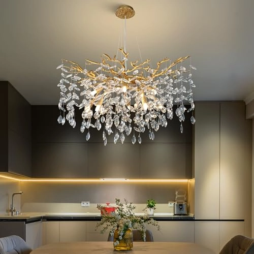 Modern Crystal Chandelier - 3000 Kelvin Dimmable